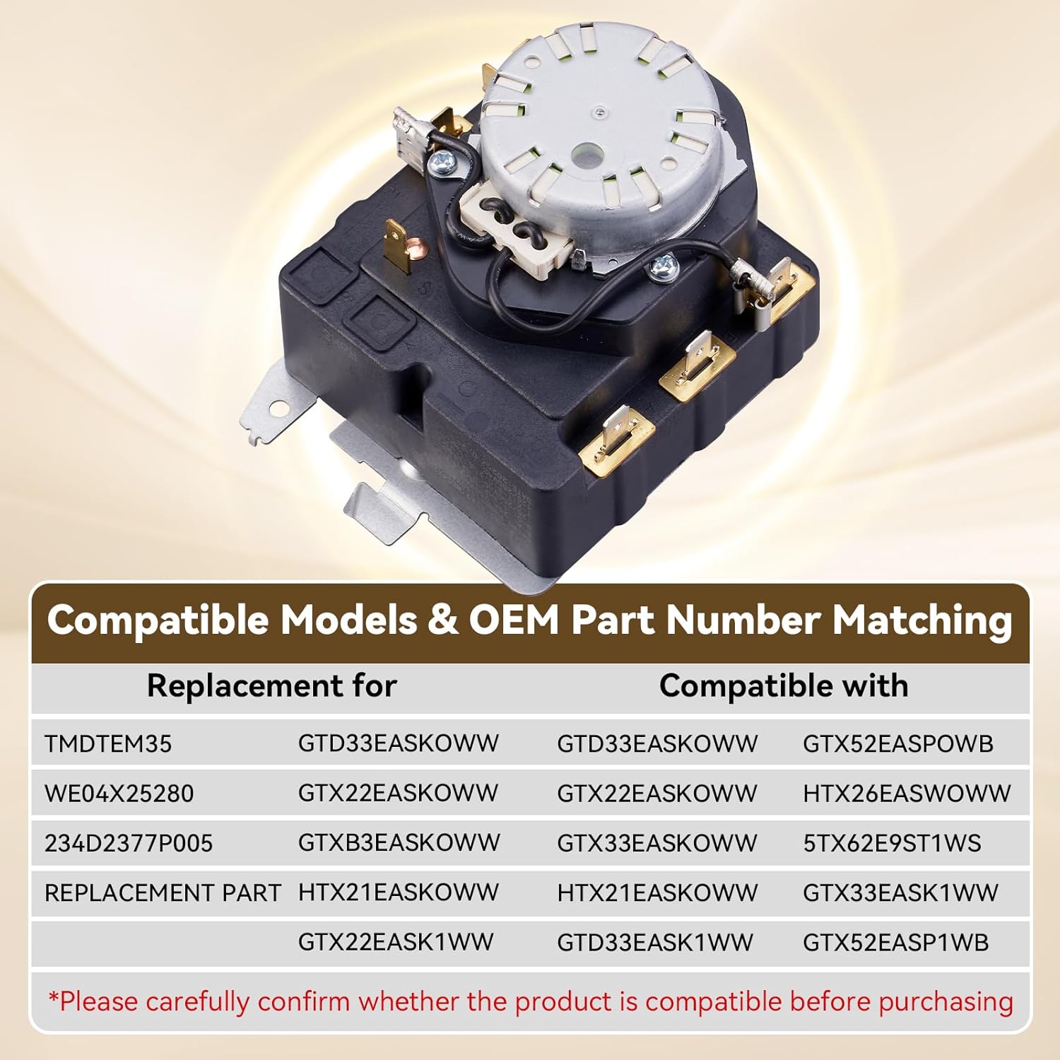 WE04X25280 TMD1EM35 234D2377P005 Dryer Timer Compatible with GE Hotpoint GTD33EASK0WW GTX22EASK0WW GTX33EASK0WW HTX21EASK0WW, Replaces AP6032628 PS11763067 EAP11763067, OEM Upgraded 1 Year Warranty