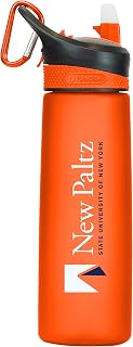 New Paltz (SUNY) Tritan Plastic Frosted Sport Bottle, Design-1 - Orange