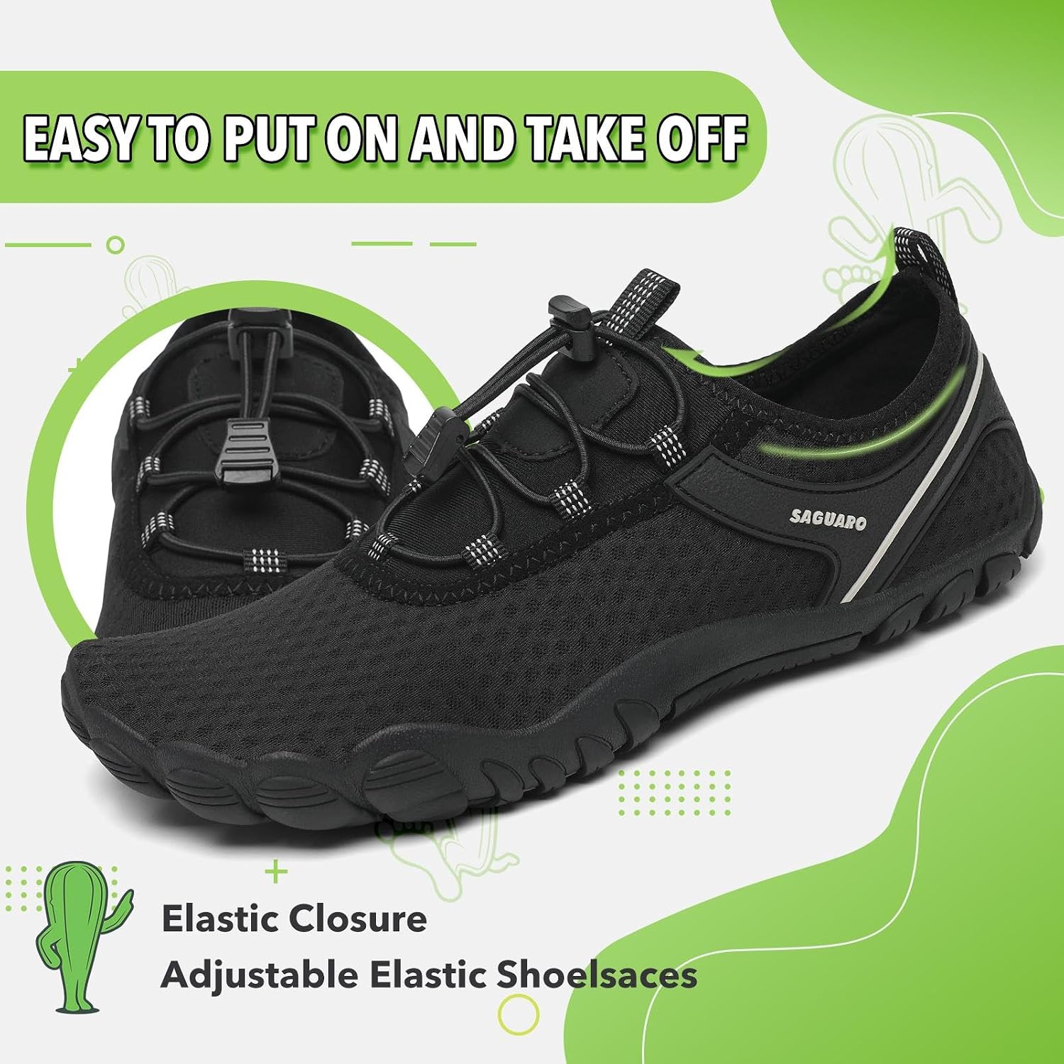 SAGUARO Unisex Barefoot Bathing Shoes Non-Slip Barefoot Shoes Quick-Drying Water Shoes with Drainage Holes Size 36-48 image 5