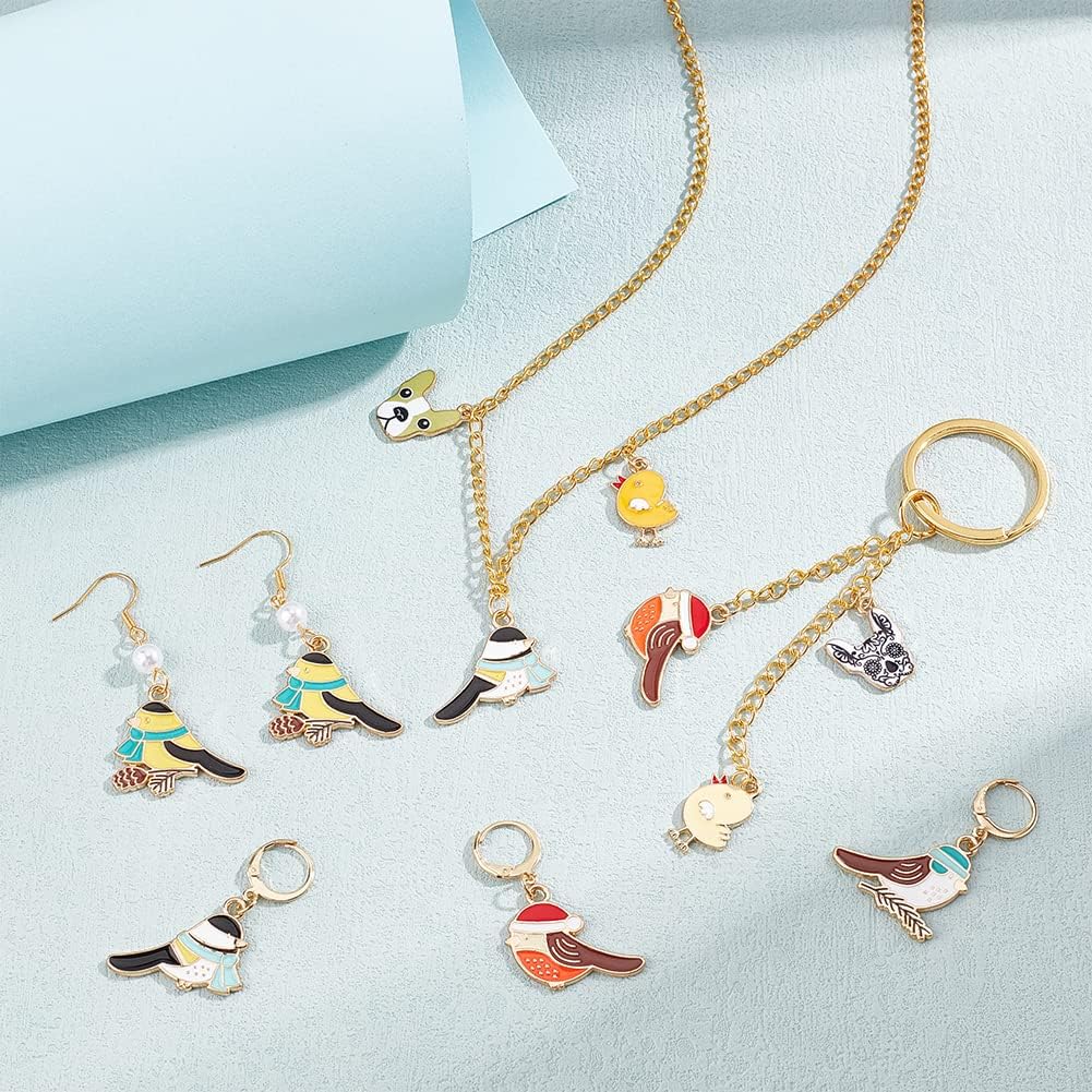 NBEADS 12 Pcs Enamel Bird Stitch Markers, Enamel Alloy Crochet Stitch Marker Charms Removable Lobster Clasp Locking Stitch Marker for Knitting Weaving Sewing Accessories Quilting Handmade Jewelry image 4