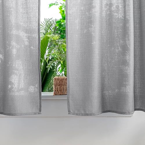 Miniatura 100 de Yancorp Khaki Kitchen Tier Curtains - 36 Inch Linen Textured Short Farmhouse Cafe Curtains for Small Windows in Bathroom or Laundry Room