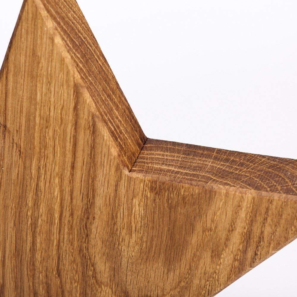 Holzsterne 3er Set Eiche – Handgefertigte Holzstern Deko aus Bayern I Weihnachtsdeko Holz für Fenster, Tisch & Advent I 20, 30 & 40 cm große Sterne