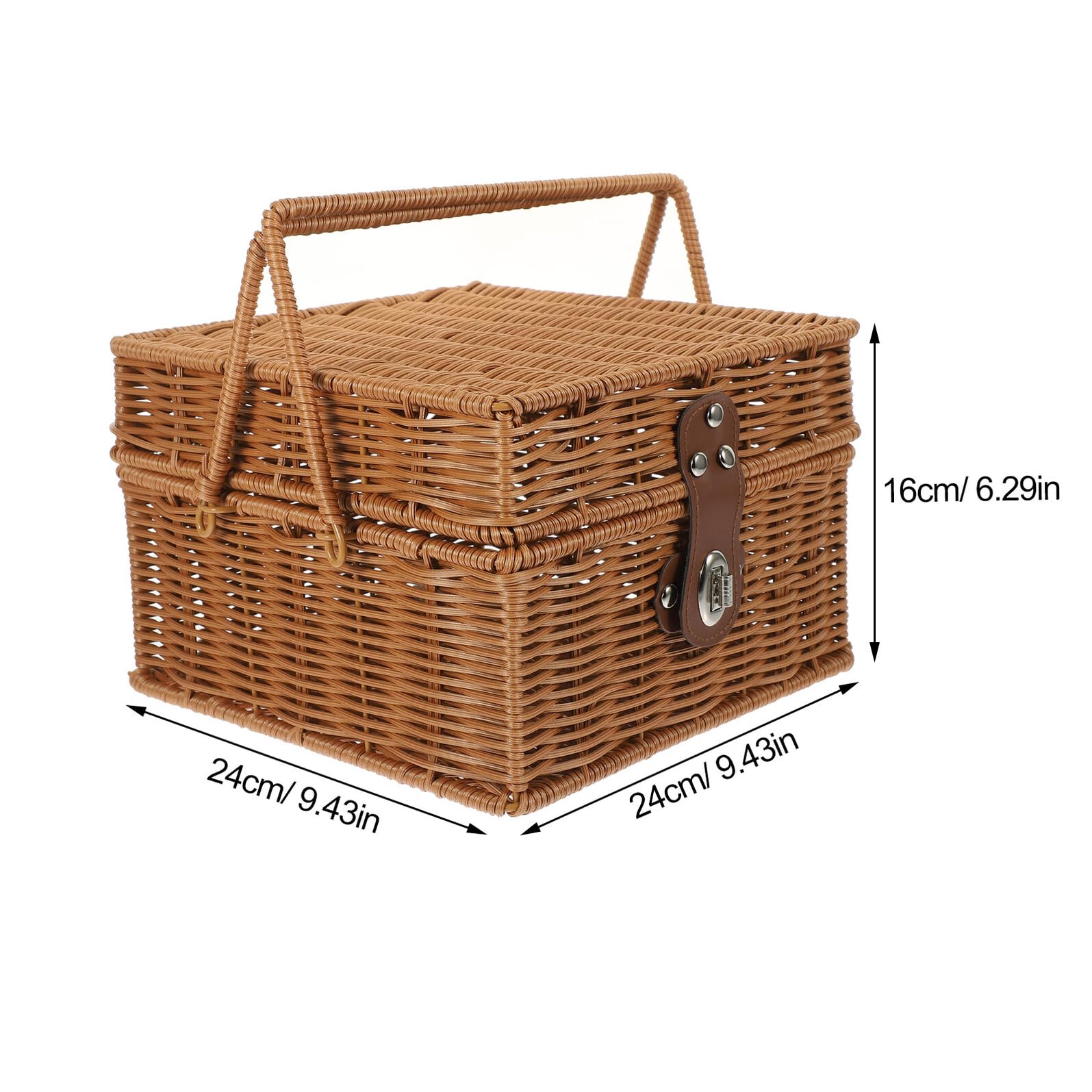 DOITOOL Cesta de Picnic Vintage Tejida a Mano de Material PP, Tamaño Mediano Asa Resistente, Cesta para Almacenar Frutas y Alimentos Adecuado para Picnic y Exteriores