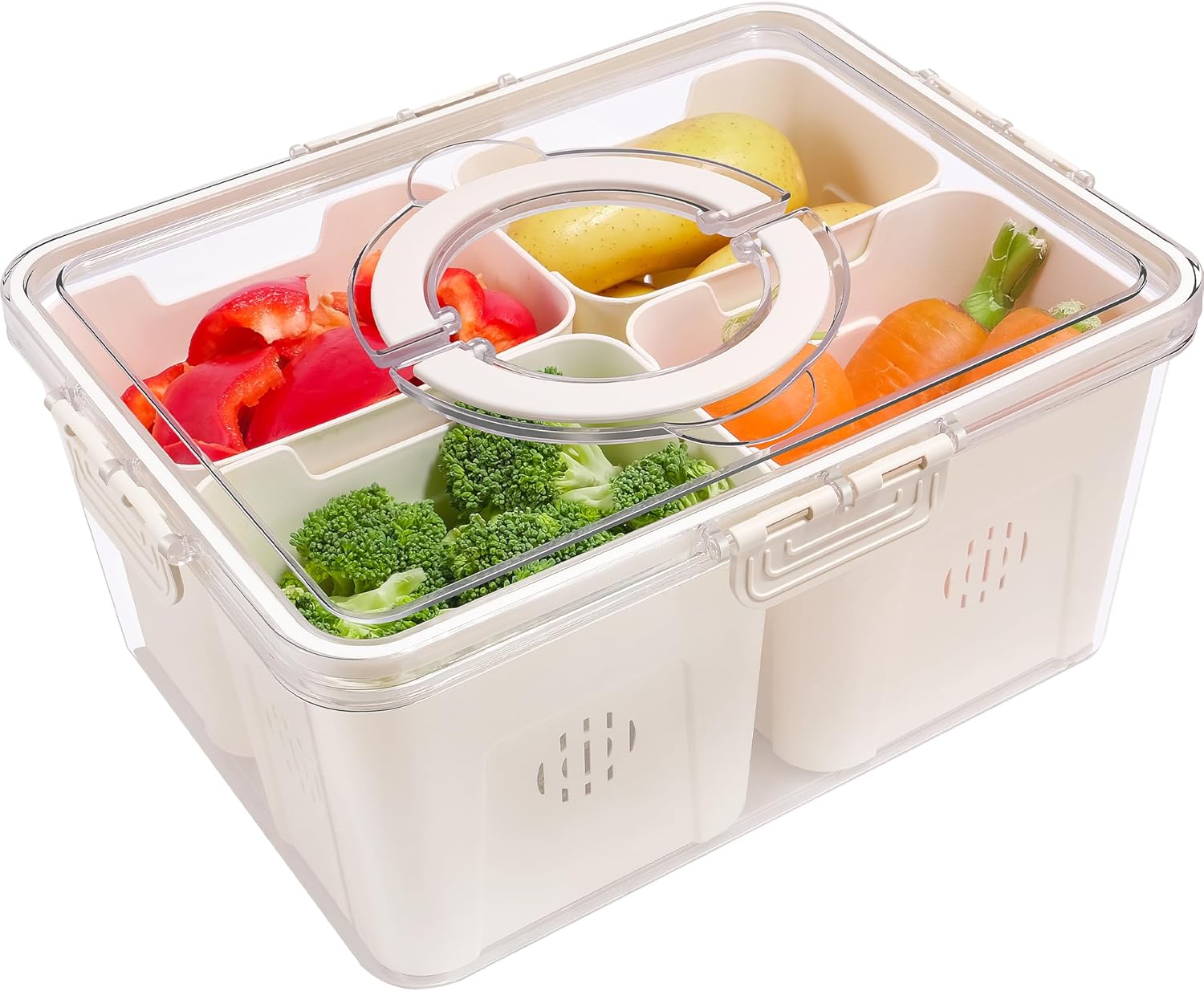 Divided Serving Tray with Lid and Handle, Portable Snack Containers Snackle Box Snack Tray with Lid, Veggie Tray Charcuterie Boxes Fruit Tray Candy Organizer (4 Compartments) 12.2"x9.4"x8.3"- 4 Compartments