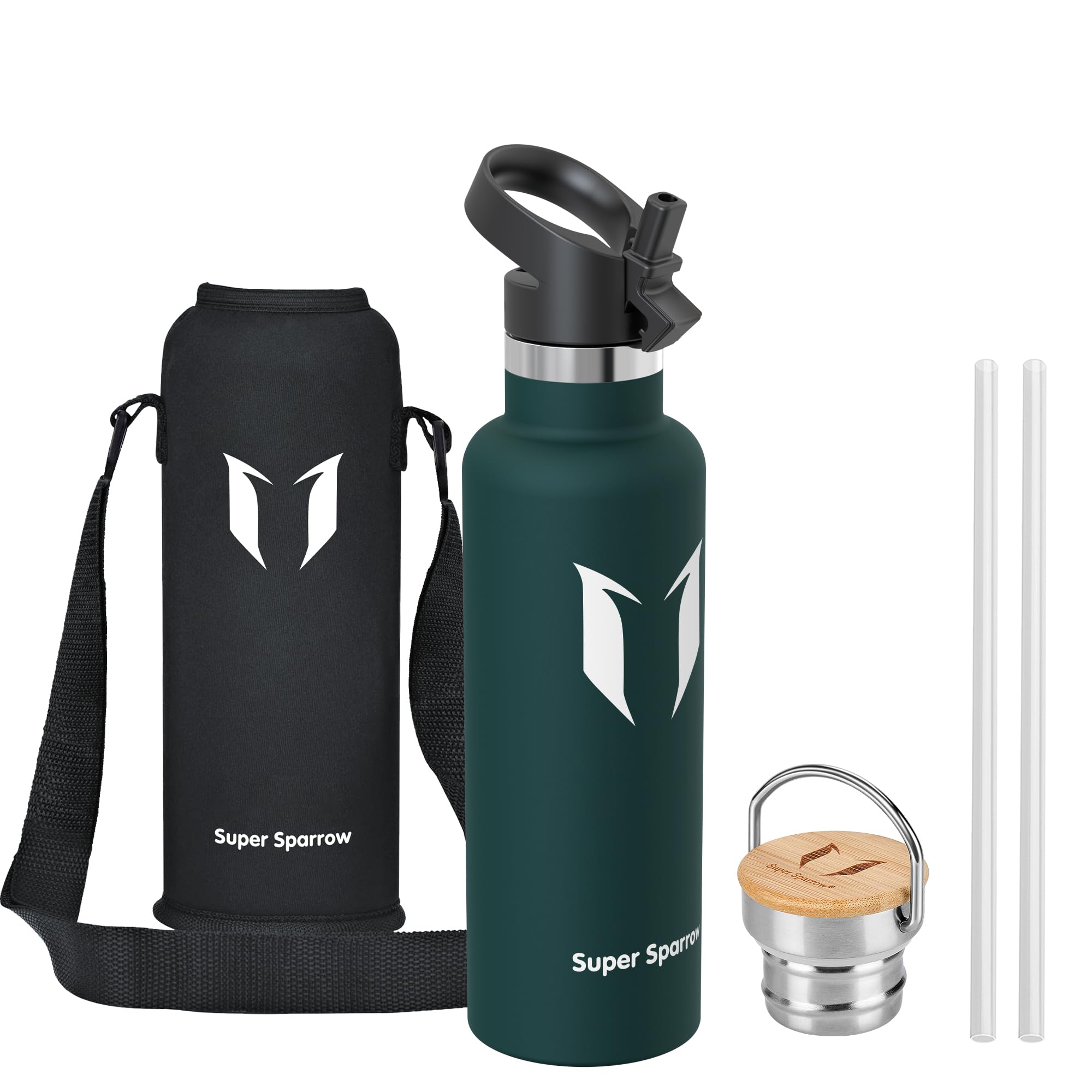 Super Sparrow Doppia Parete in Acciaio Inox Coibentato Bottiglia di Acqua -750ml - Isolante Della Borraccia - Perfetto Thermos - Privo di BPA, BPS, Ftalati