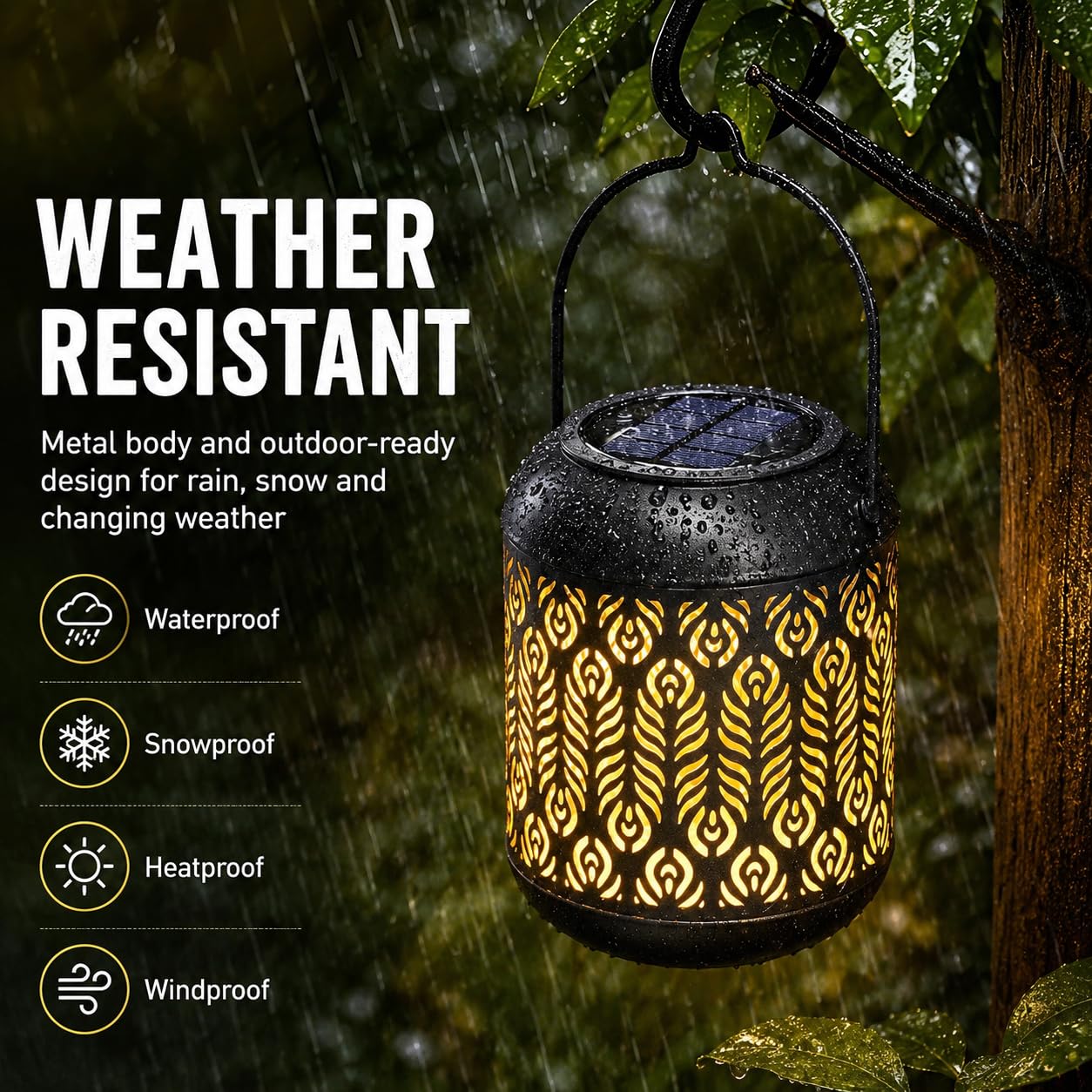 LeiDrail Lanterna Solare Giardino 2 Pezzi LED Lanterna Appendere Metallo Lanterne da Esterno Decorativa Impermeabile per Giardino Prato Patio（Bianco Caldo）