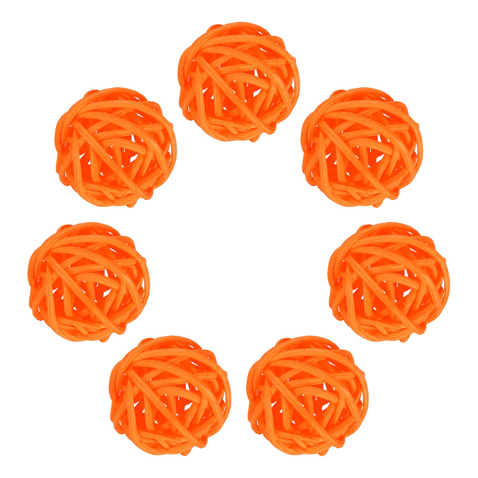sourcing map 7Pcs Orange Wicker Rattan Balls for Bowl Centerpiece 1.2 Inch Dia Rattan Wicker Twig Orbs Spheres Decorative Balls for Vase Home Dining Table Wedding Decor
