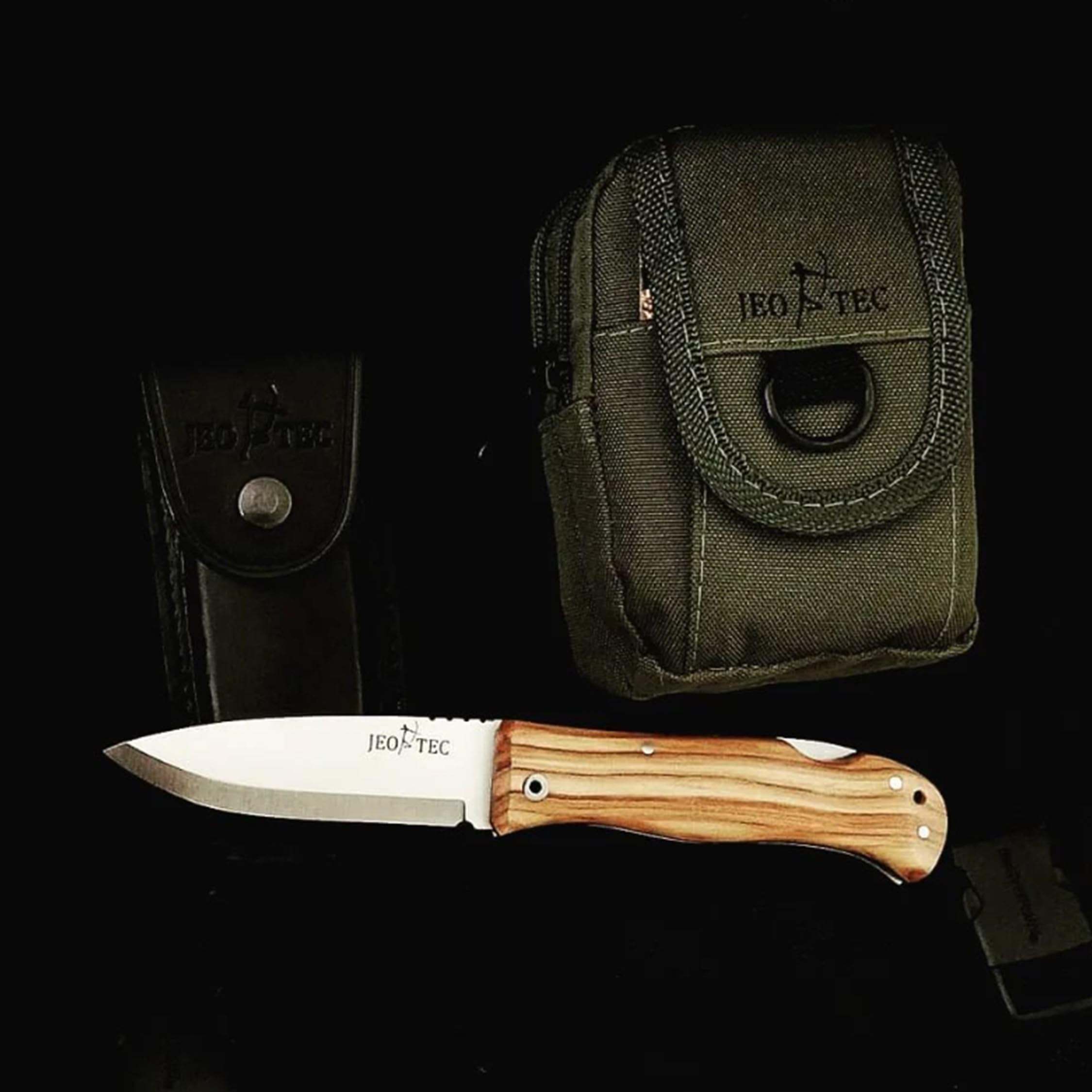 JEO-TEC Nº16 Navaja de Bolsillo para Bushcraft Supervivencia Acampada Caza Pesca Actividades al Aire Libre, Acero Inoxidable Sandvik 14C28N Scandi, Cuchillo Plegable Hecho a Mano en España