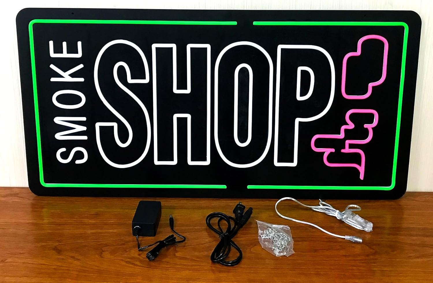 35"x18" Extra Large Neon LED SMOKE SHOP Sign for Business, Super Bright Unique Design with Sturdy Chain, High Visibility for Stores Retail Shop Window