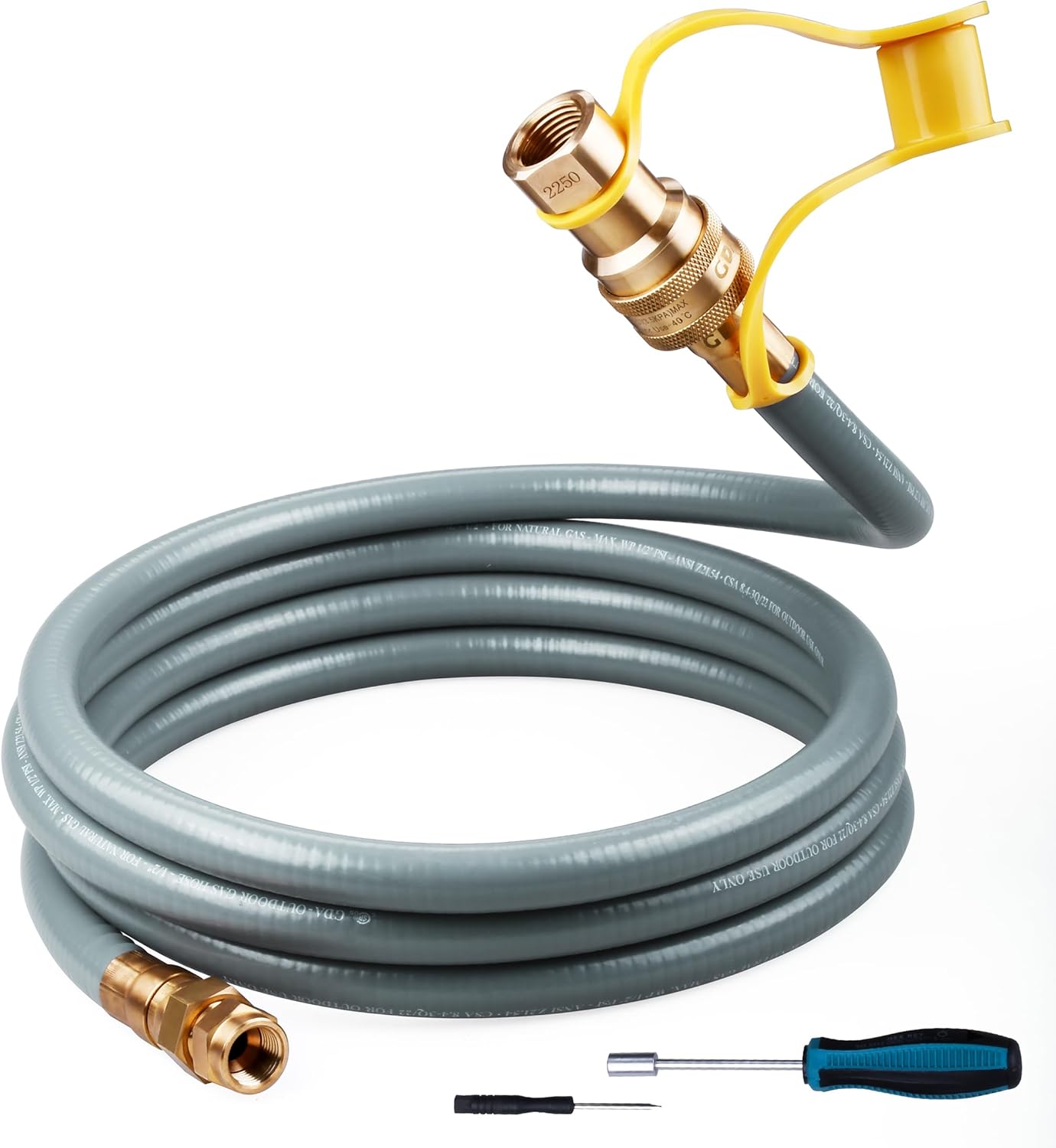 Brand-Man Grills Propane to Natural Gas Conversion Kit Hose, 3/8", 10 ft with Quick Connect Assembly for Grills, Pizza Ovens, Outdoor Heaters
