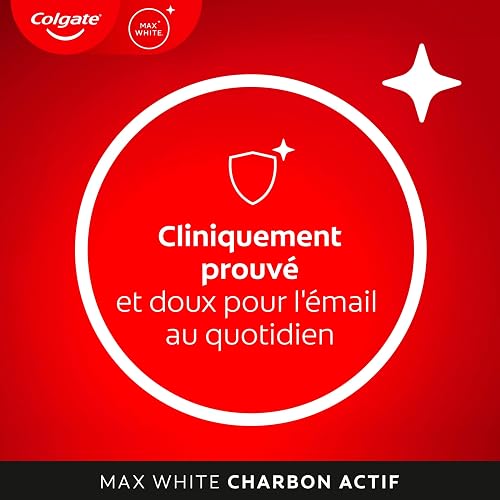 Colgate Max White Charcoal Toothpaste - Activated Charcoal Toothpaste - Clinically Proven to Remove up to 100 Percent Surface Stains* - Toothpaste Multipack - 4 Pack - 75ml Tubes - 5