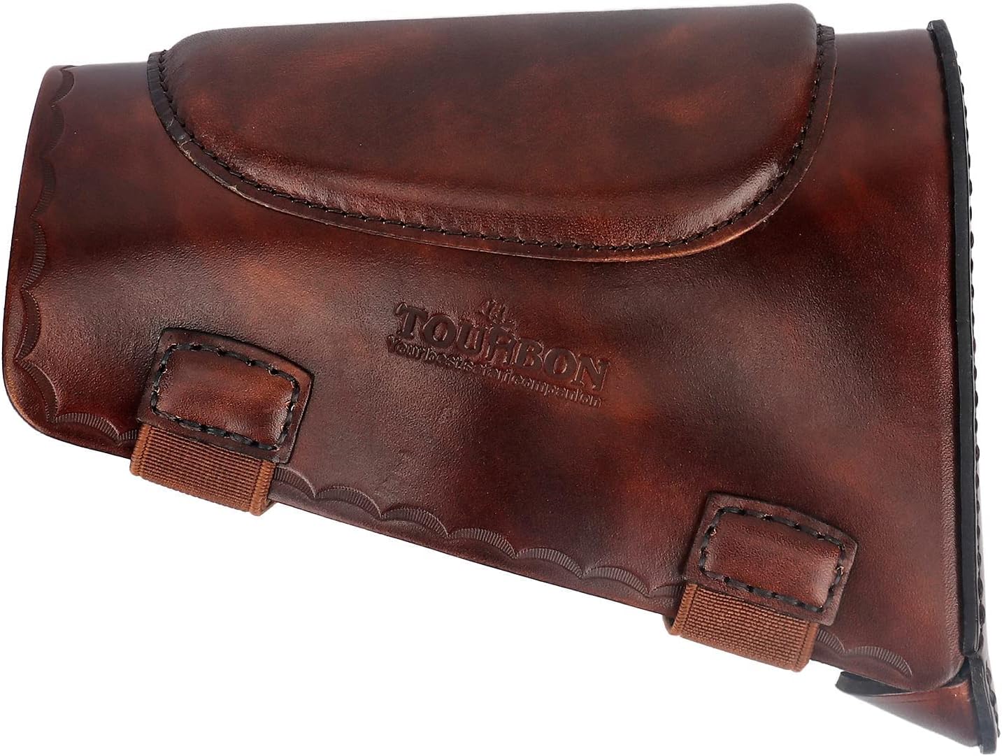 Tourbon Leather Rifle Stock Protective Holder Slip on Recoil Pad Cheek Rest Riser (Dark Brown)