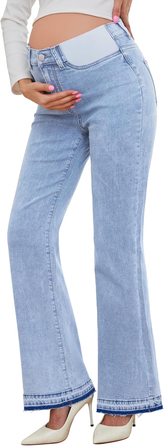PACBREEZE Womens Maternity Flare Jeans Mid-Rise Jordan Ubuy