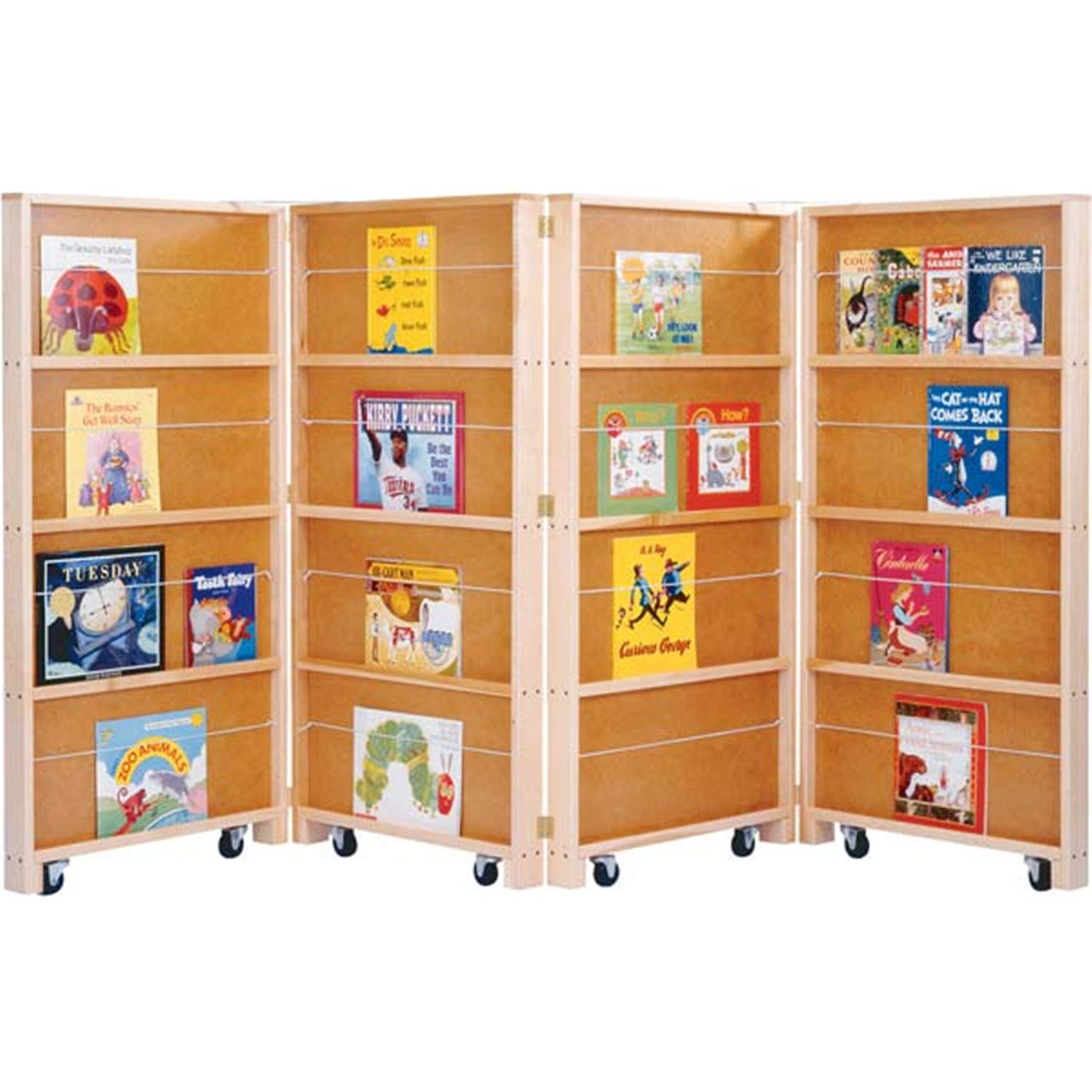 Jonti-Craft(r) Folding Mobile Room Divider Bookcase & Bookshelf, 4 Wooden Storage Panels - 0267JC