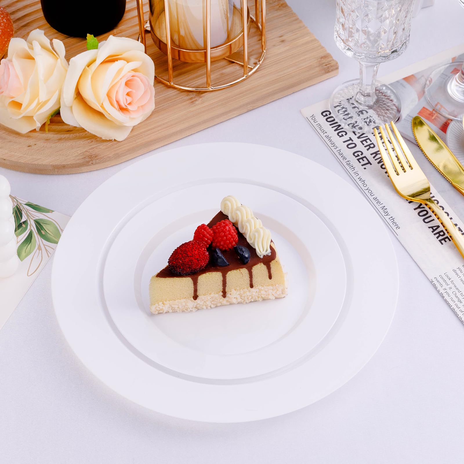 White Plastic Plates - 100 Pack for Parties & Events -4
