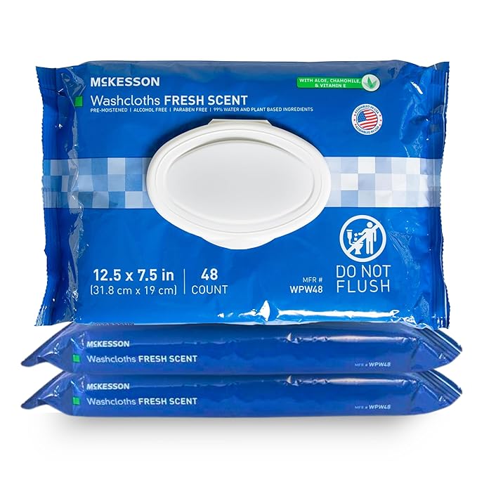 McKesson Washcloth Wipes, Scented Disposable Wet Wipes