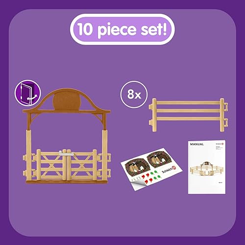 Miniatura 2 de Schleich Horse Club, juguetes de caballo para niñas y niños Paddock con puerta de entrada, juguete de caballo, 10 piezas, a partir de 5 años