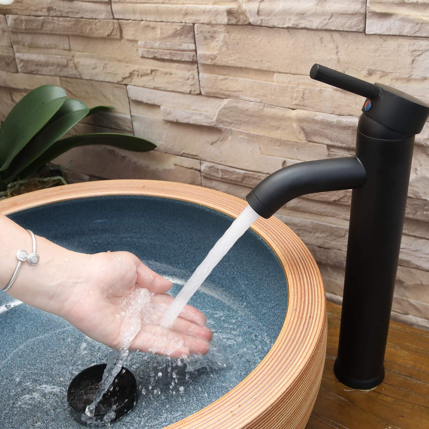 Greenspring Wasserfall-Wasserhahn Für Waschbecken – Schwarz, Einhebel