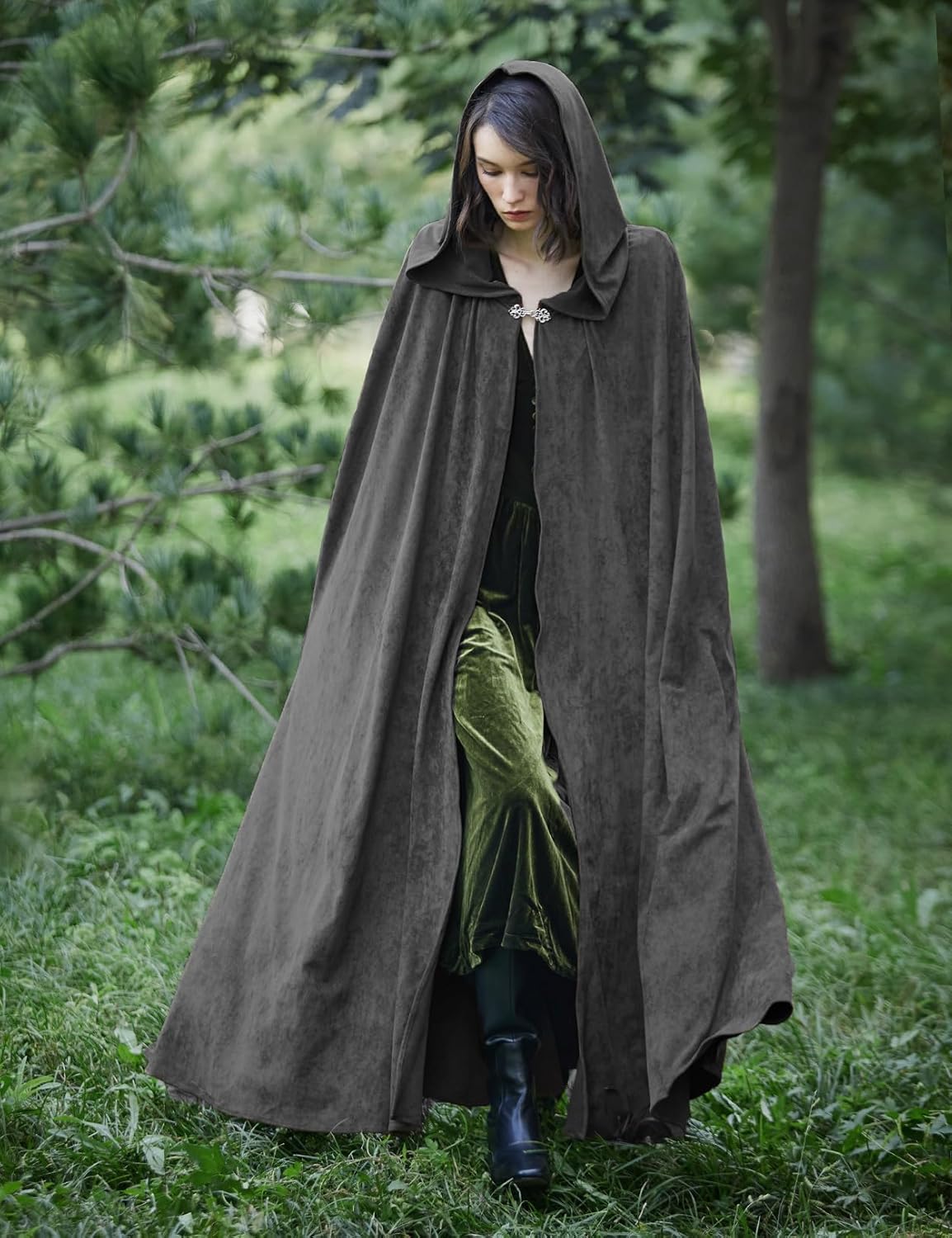 BEAUTELICATE Renaissance Hooded Cloak Cosplay Medieval Hobbit Halloween Suede Wizard Cape - Image 4