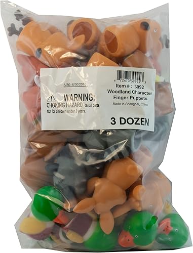 Miniatura 5 de Woodland - Surtido de marionetas de dedo (36) piezas, estilos surtidos para niños, niños y niñas, recuerdos de fiesta, relleno de piñata, premio de