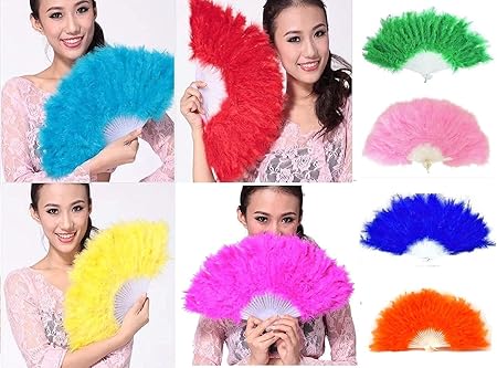 Amazon 即送 国内発送 ジュリアナ 扇子 8色セット ファー 羽 うちわ バブル バブリー コスプレ パーティー 羽根 羽根つき 羽根付 せんす コスプレ 仮装 通販