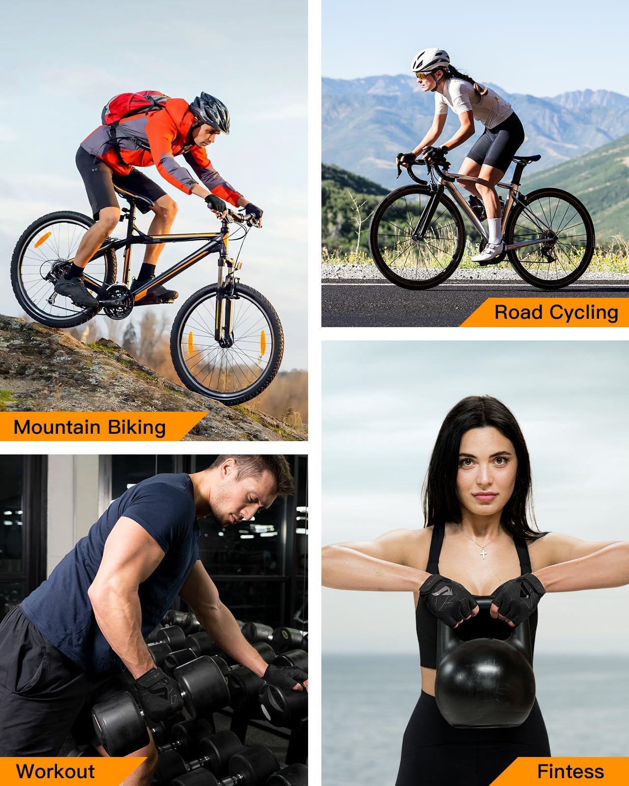 ATERCEL Gants de cyclisme pour homme et femme VTT entraînement haltérophilie plein air