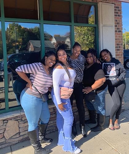 Miniatura 3 de Pantalones rotos acampanados para mujer con cintura elástica y dobladillo deshilachado