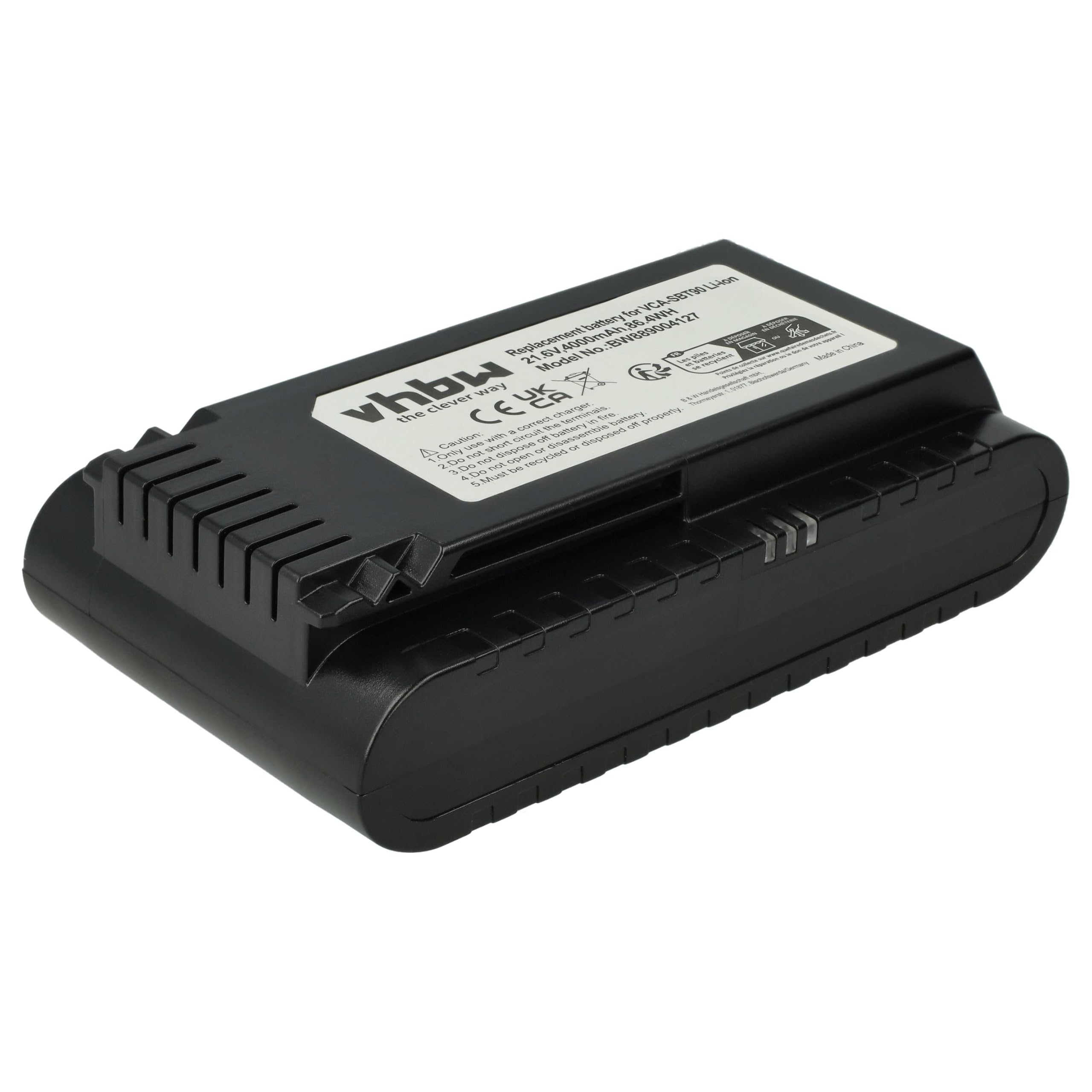 vhbw batteria compatibile con Samsung VS20T7536T5/EN, VS20T7538T5/SH, VS20T7562R5/EG aspirapolvere nero (4000mAh, 21,6V, Li-Ion)