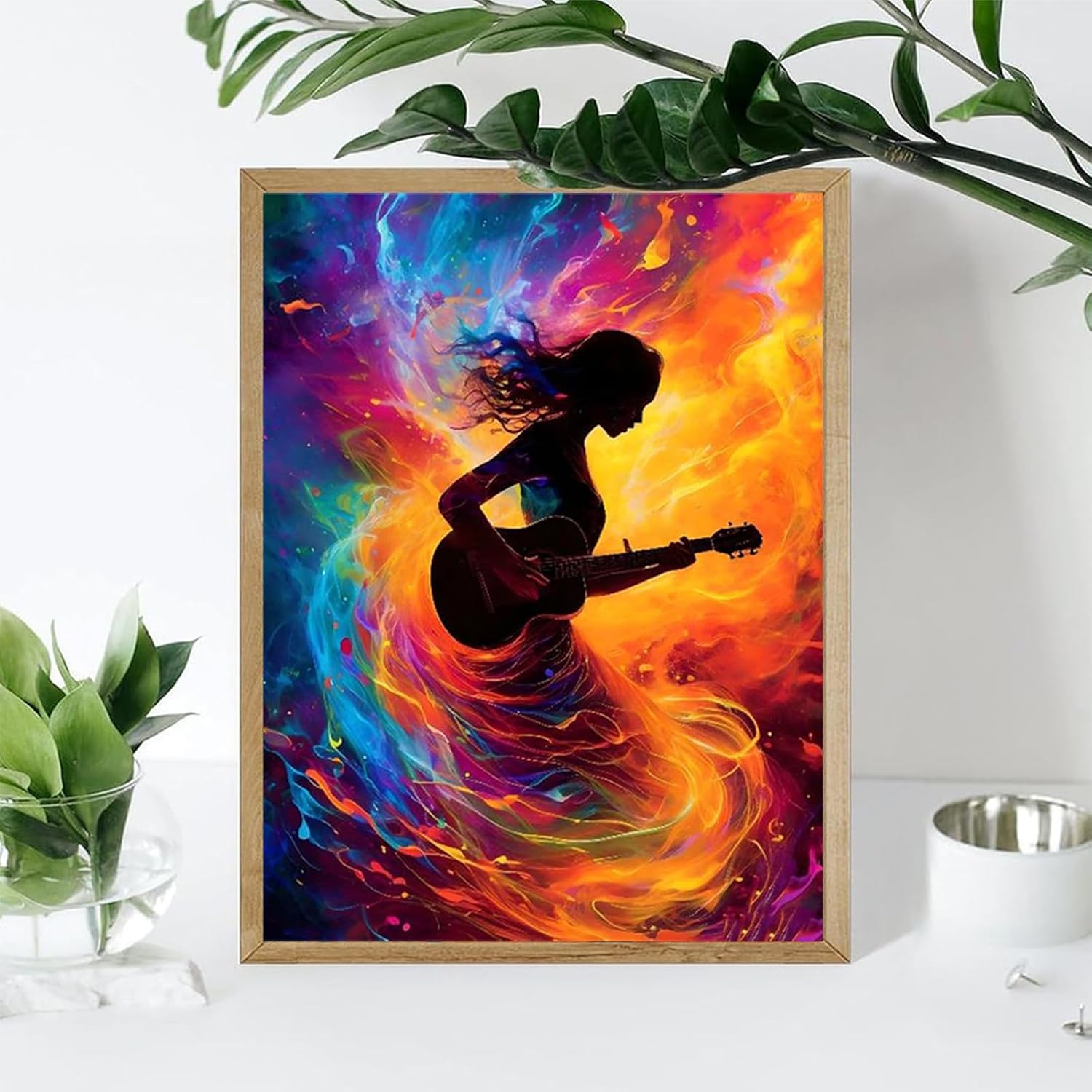 KAYEIUU Guitar Diamond Painting Kits for Adults, Diamond Art Painting Kits for Beginners, DIY Full Drill Round Gem Art 5D Cross Stitch Crystal Art Paint by Numbers, Hobbies for Women Gifts 12x16