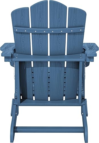 Miniatura 10 de KINGYES Juego de 2 sillas Adirondack plegables, silla Adirondack HDPE para todo clima, azul marino