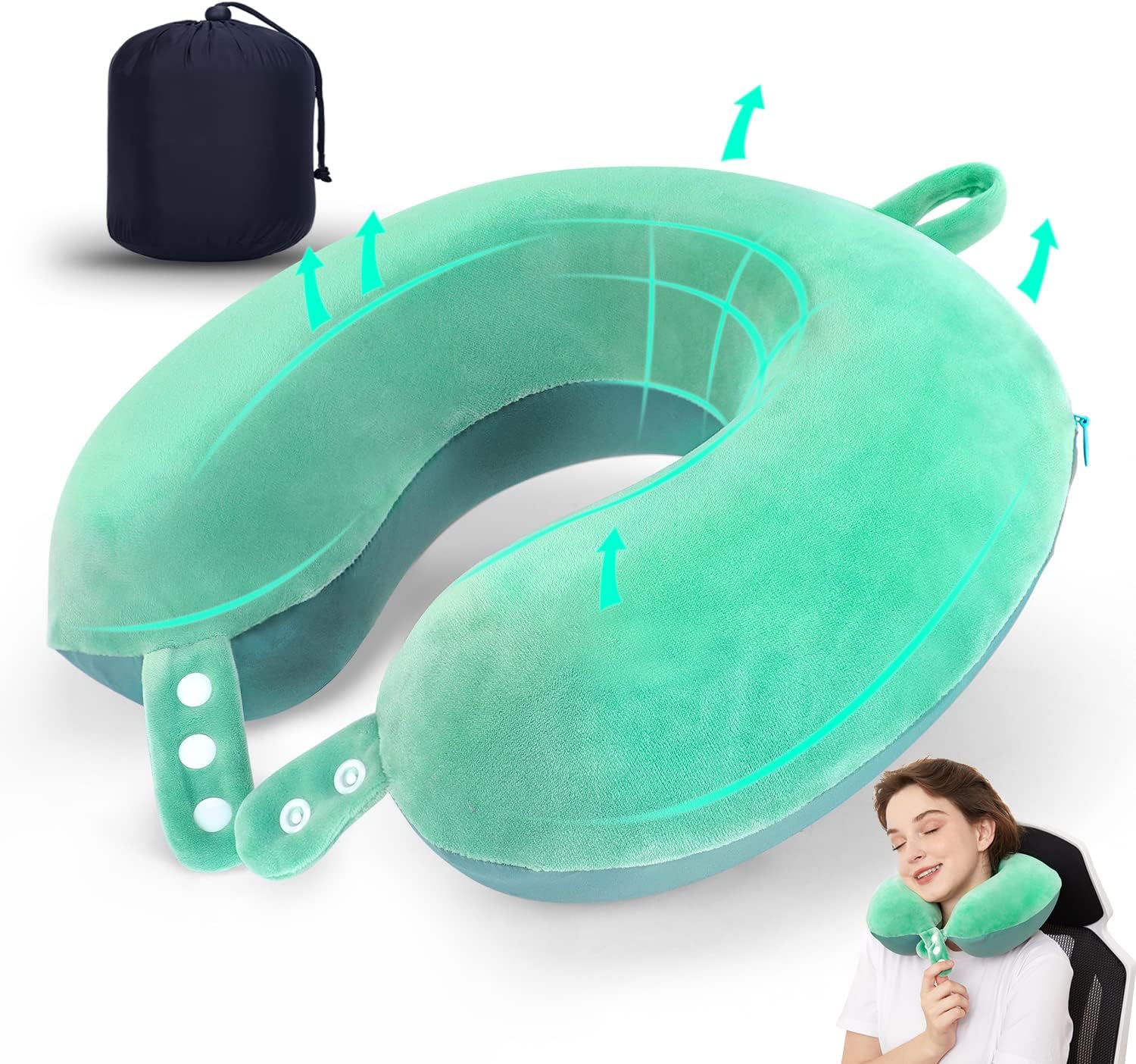 Travel Neck Pillow, Best Memory Foam Airplane Pillow for