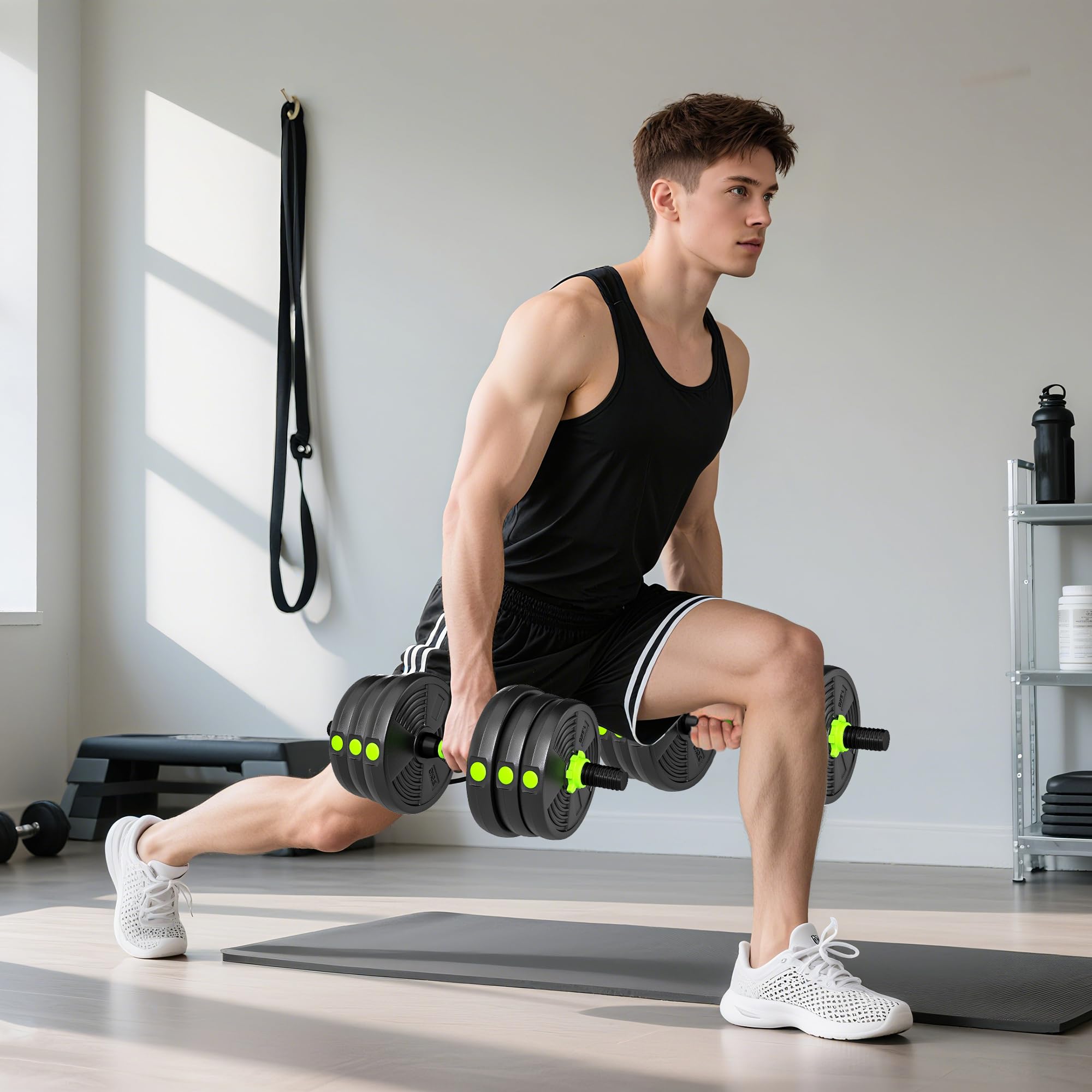 SPORTNOW Zestaw krótkich hantli 3 w 1, 20/25/30 kg, zestaw krótkich hantli z rurą łączącą, zestaw krótkich hantli do treningu siłowego w domu, na siłownię