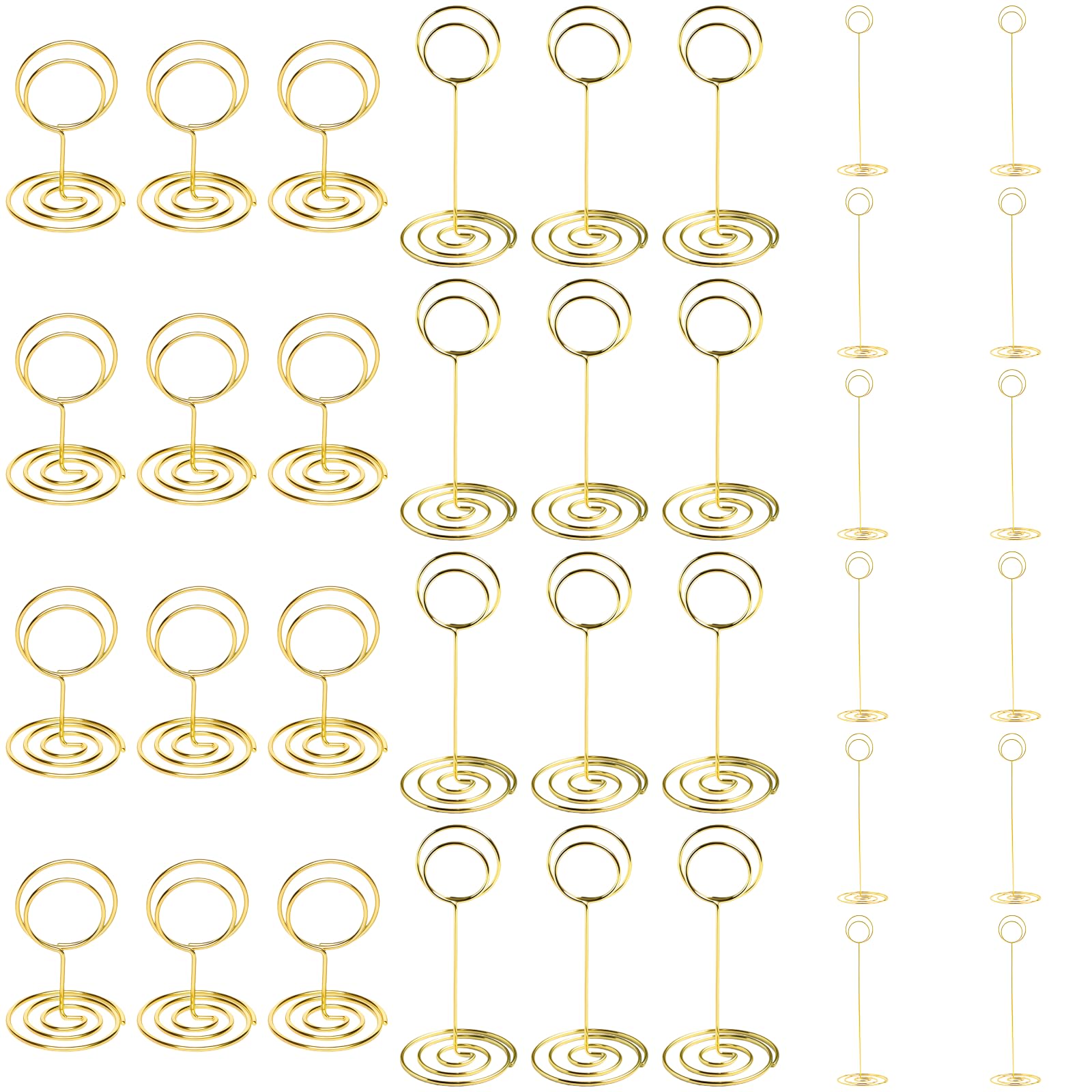 36 Stück Metall Tischkartenhalter Set, mit Tischnummernhaltern in 50, 85 und 220 Ausführung, goldene Menü Memo Notiz Clip Ständer für Hochzeiten, Partys, Events