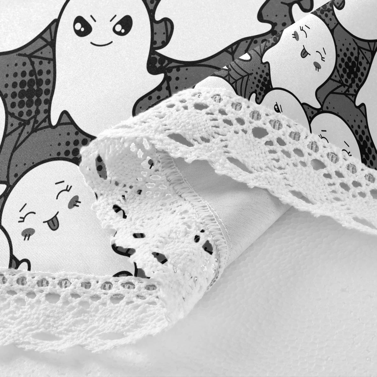 Tovaglia Rotonda Per Halloween 152 Cm – Fantasmi Arancioni E Neri, Motivo Spettrale Vintage, In Poliestere Per Decorazioni Da Tavola