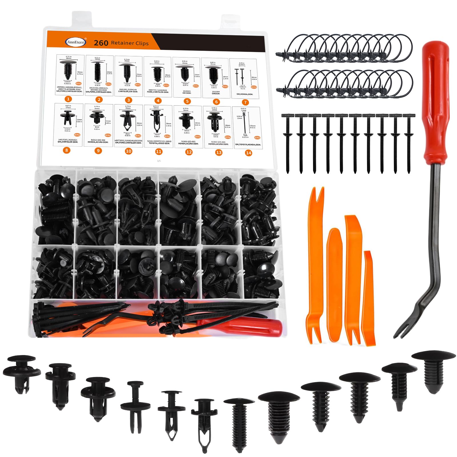 JinnEterri 260PCS Car Bumper Retainer Clips Kit