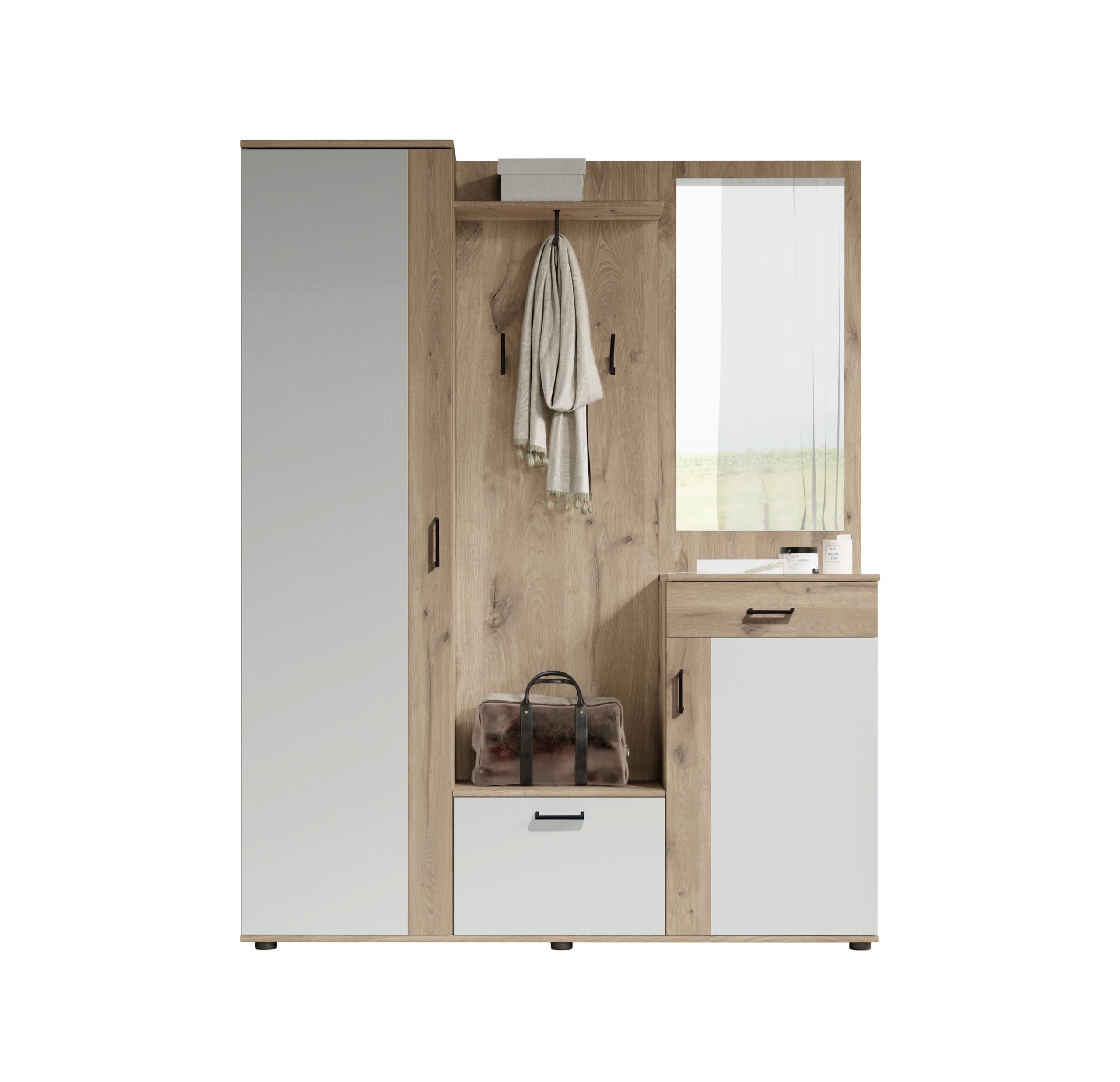 AVANTI TRENDSTORE - Pit - Armadio da ingresso in legno laminato con specchio incluso, disponibile in tre colorazioni. Dimensioni: LAP 145x188x30 cm