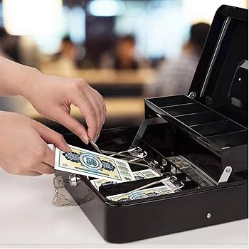 ホワイト 金属製キャッシュボックス 4引き出し