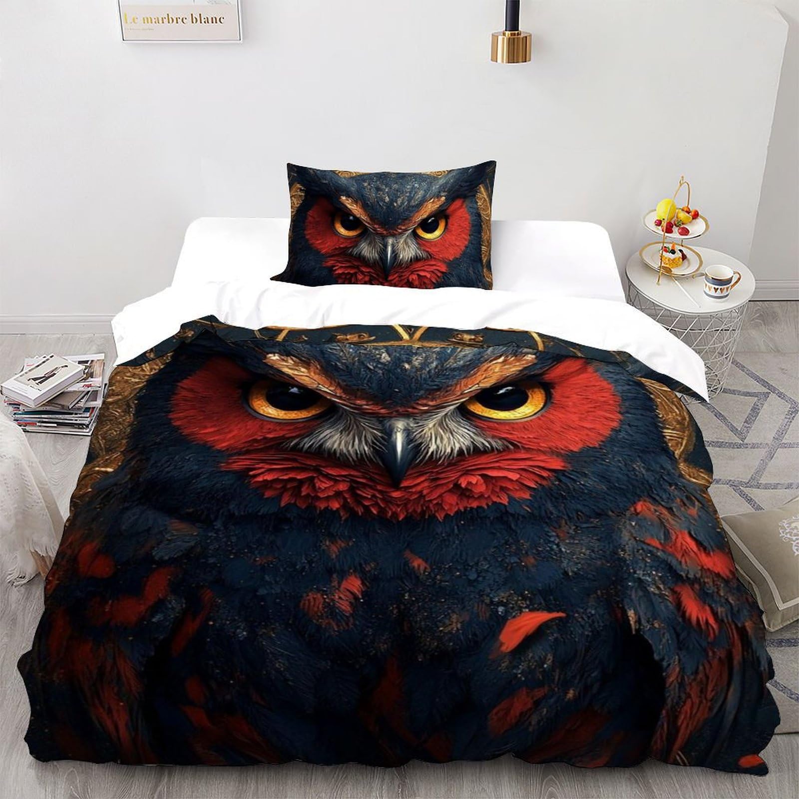 Housse de couette hibou imprimé 3D animaux volants garcon