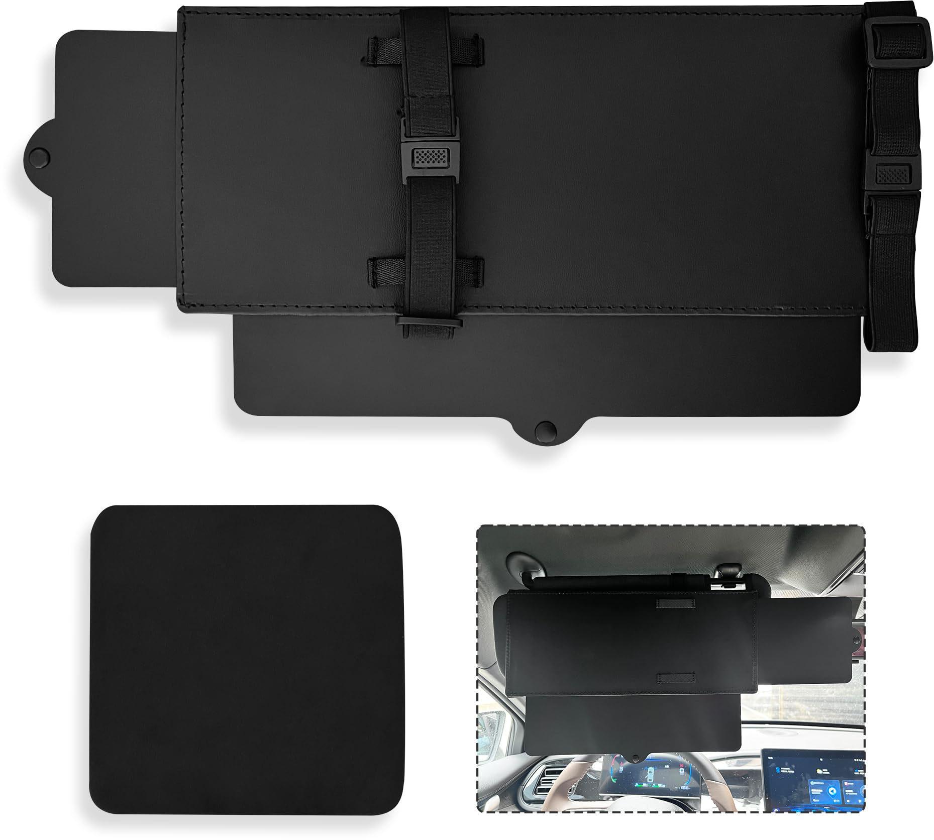 UBRAVE Car Sun Visor Extension, Sun Visor Extender For Car, Sunvisor Extender, Window Sun Visor, Anti-Uv, Glare Reducer, Shading Mirror, Universal for Most Cars - Black (1 Piece)