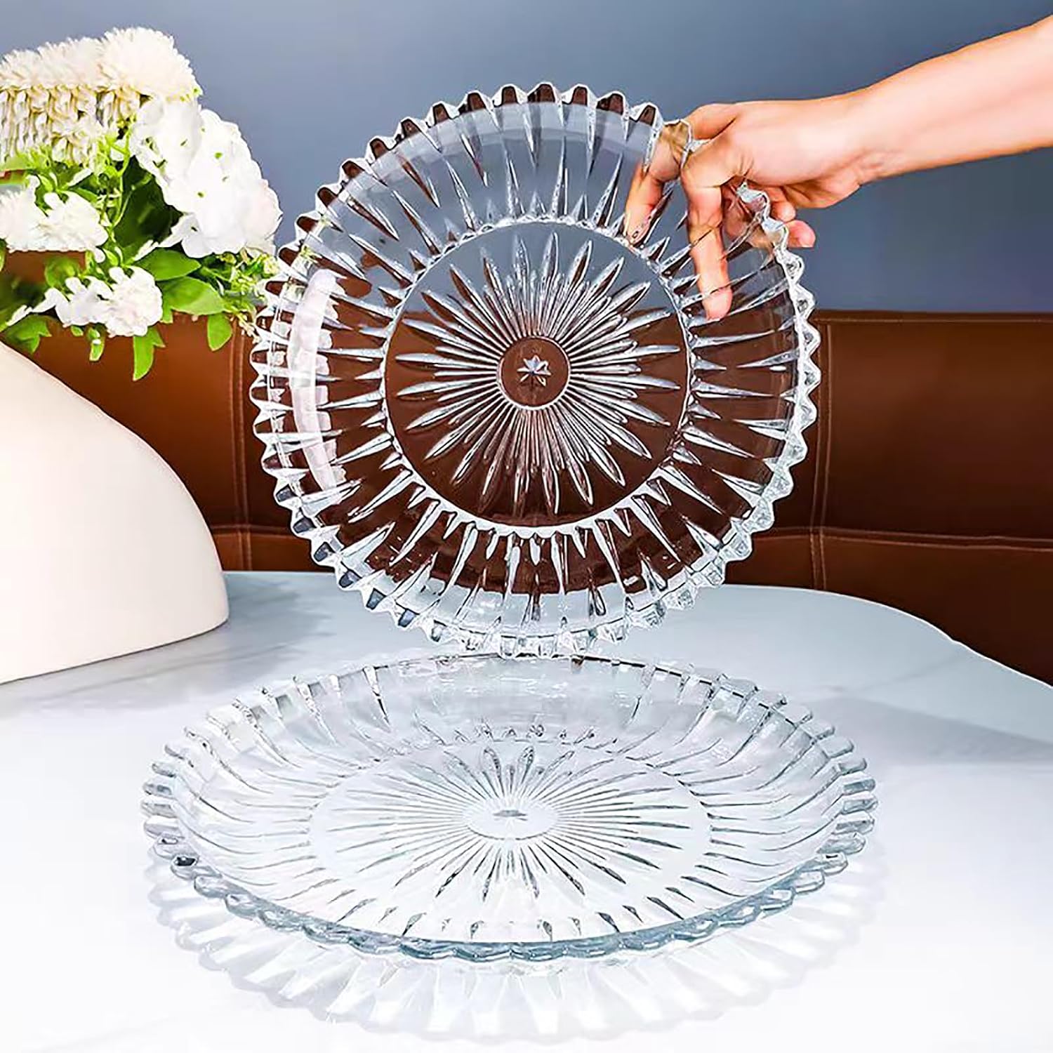 Glass Fruit Bowl or Decorative Bowl, used for Kitchen counter or living room center table decoration, Centerpiece Bowl,Glass tray (11.6)