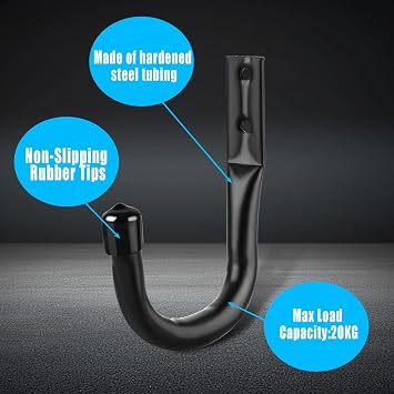 ASelected Garage Storage Hook Heavy Duty,6 Pcs Ladder Storage Hooks for Hanging,Wall Mounted J Hooks Utility Hangers,Brackets Hooks for Organizing Tools, Bike, Wood, Metal, Board and Stick