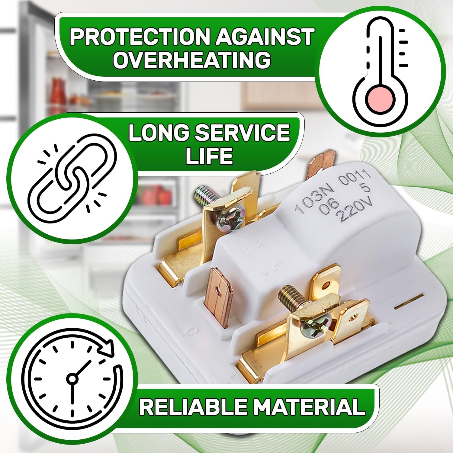 Przekaźnik rozruchowy 220 V 50/60 Hz per Ochrona silnika sprężarki lodówki z oryginalnym kodem 103N0011 dla Danfoss - Połączenie 3+1 Kontakt - 5 lat - ONIX TECH