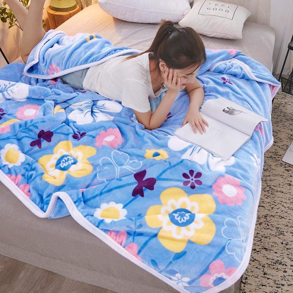 Couverture de sieste en flanelle bleue 150x200cm pour canapé