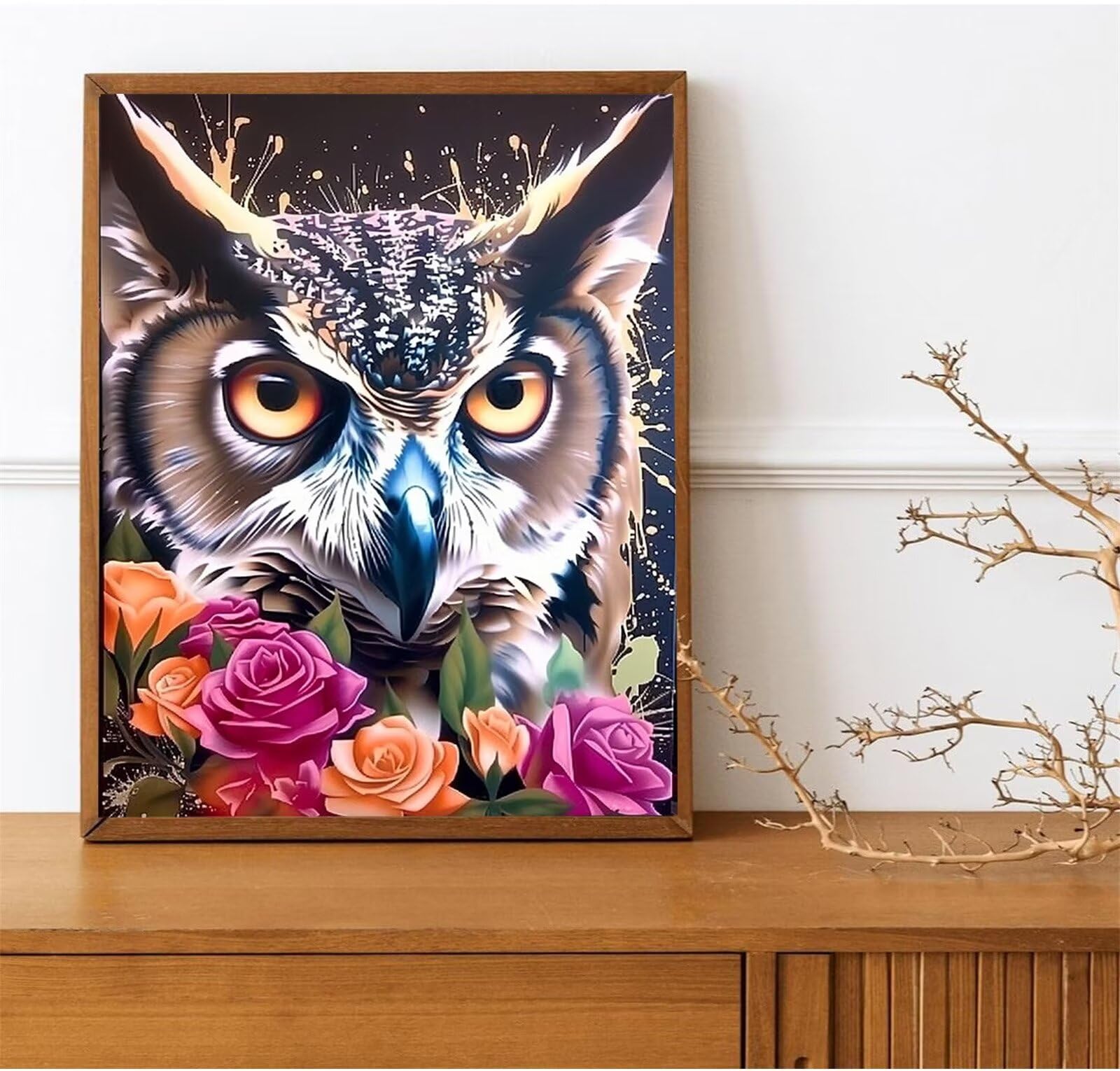 Peepezo Malen nach Zahlen Kinder Eule, Farben Geschenke für Mädchen Junge, Bastelset Kinder, Malen nach Zahlen | Malen nach Zahlen, Bastelset Mädchen 60x80cm (mit Rahmen)