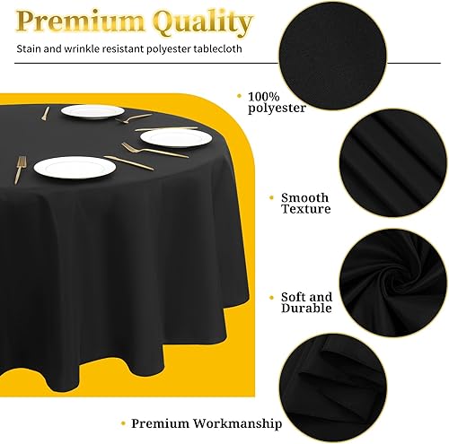 Miniatura 3 de Paquete de 12 manteles redondos de 90 pulgadas para mesas redondas, resistentes a las manchas y a las arrugas, lavables, manteles redondos de 90