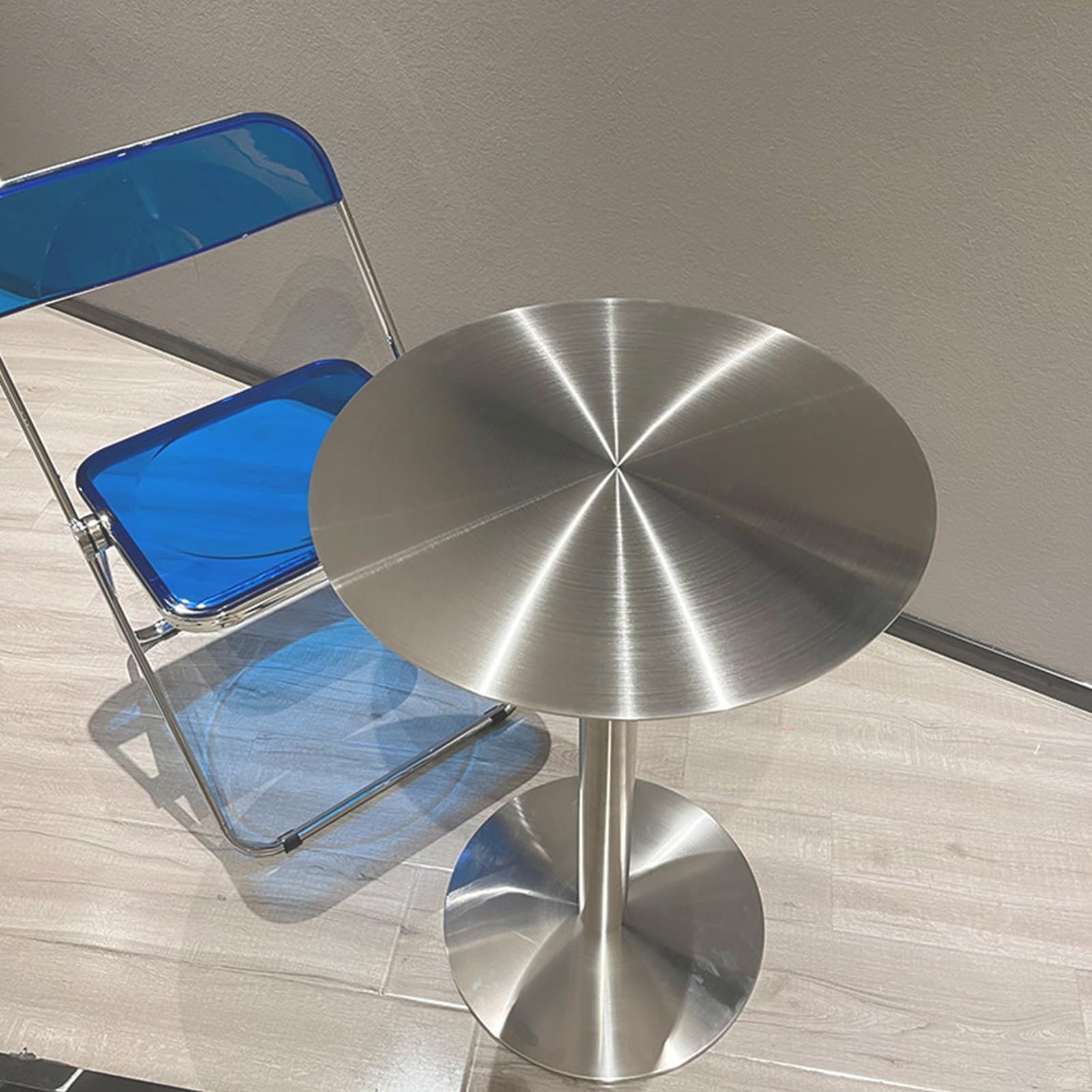 Tavolo da bistrot in acciaio inox di grado commerciale per bar e patio, 60 x 60 x 75 cm, rotondo, piccolo, tavolo da pranzo e cocktail, ideale per uso interno ed esterno