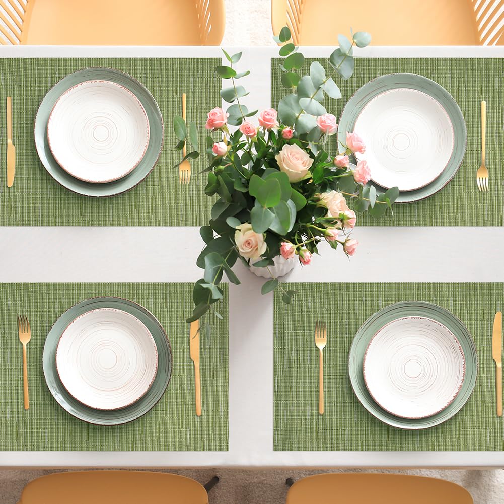 6 Sets De Table PVC Lavables - Antidérapants Résistants à La Chaleur - 30x45cm Vert