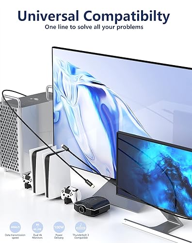 Miniatura 7 de Cable Thunderbolt 4 USB 4 - 5 pies  4.9 ft, 100 W  40 Gbps, puerto de pantalla 8K, compatible con Thunderbolt 32, USB-C a USB-C, certificado ULFCC,