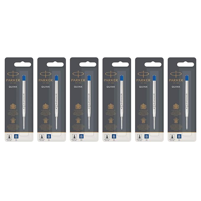 Parker Ballpoint Pen Refills, Broad Point, Blue Ink, 6Count Amazon.in Office Products