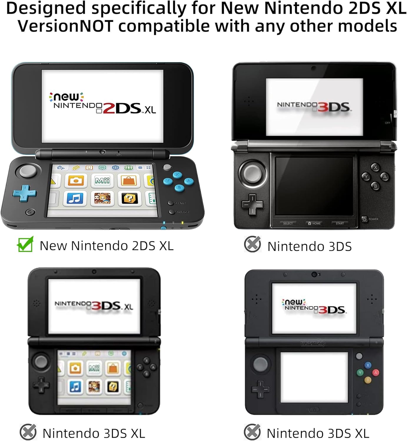 New 2DS XL Charger Bundle, 1 Pack Charger and 1 Pack New 2DS XL Protective Shell for Nintendo New 2DS XL